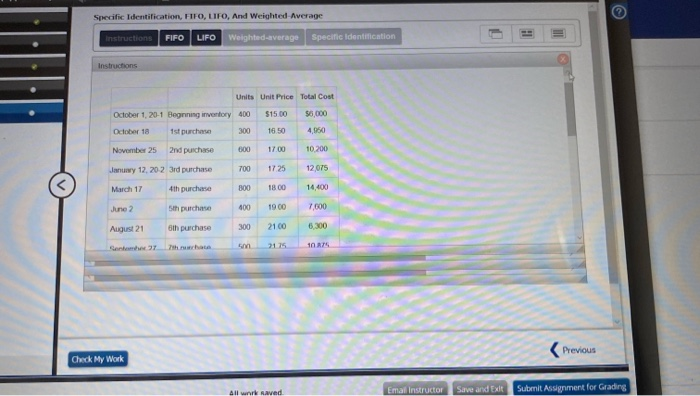  Specific Identification, FIFO, UFO, And Weighted Average Instructions FIFO UFO Weighted