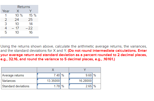  Year 1 2 3 4 5 Returns Y 10 % 15