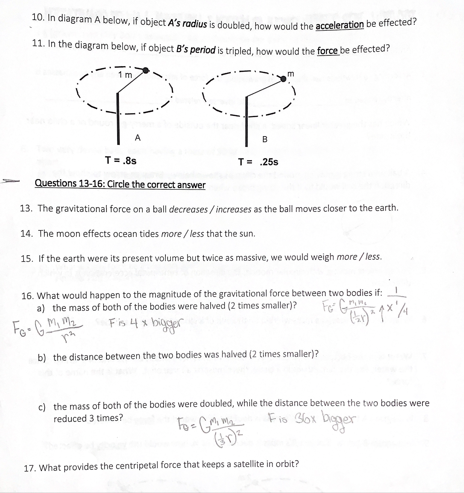 in questions 1-17 for circular motion. I really could use the extra
