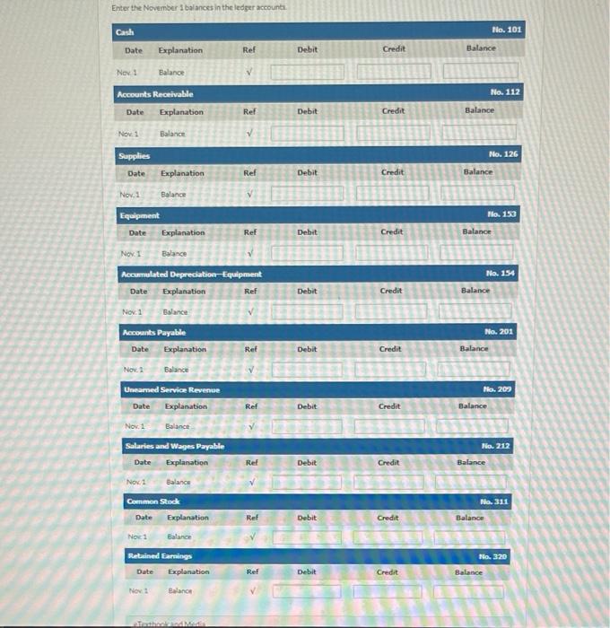 16 > Prepare a trial balance at November 30. (Do not list