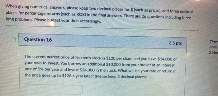  When giving numerical answers, please keep two decimal places for $