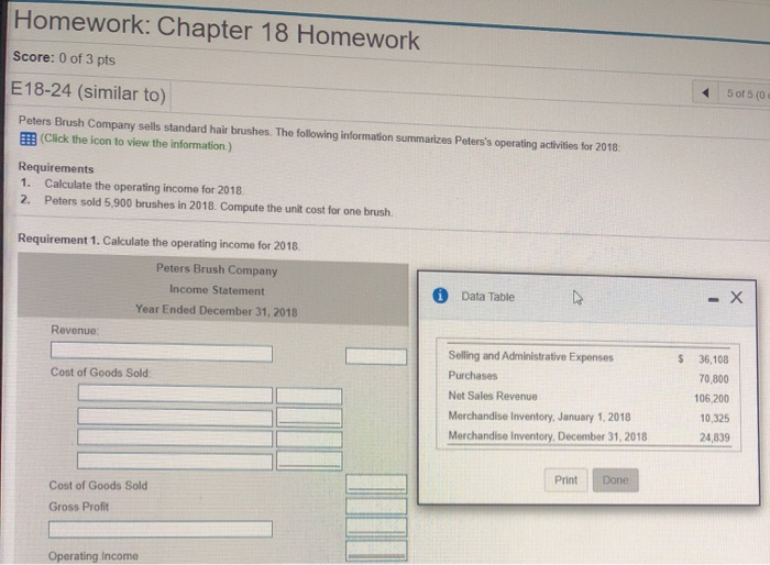  Homework: Chapter 18 Homework Score: 0 of 3 pts E18-24 (similar