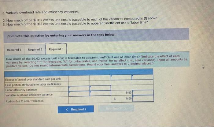 below, along with actual cost data for May Standard cost per Unit