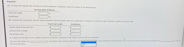 service company The capital investment Committee of Arches Landscaping Company is considering
