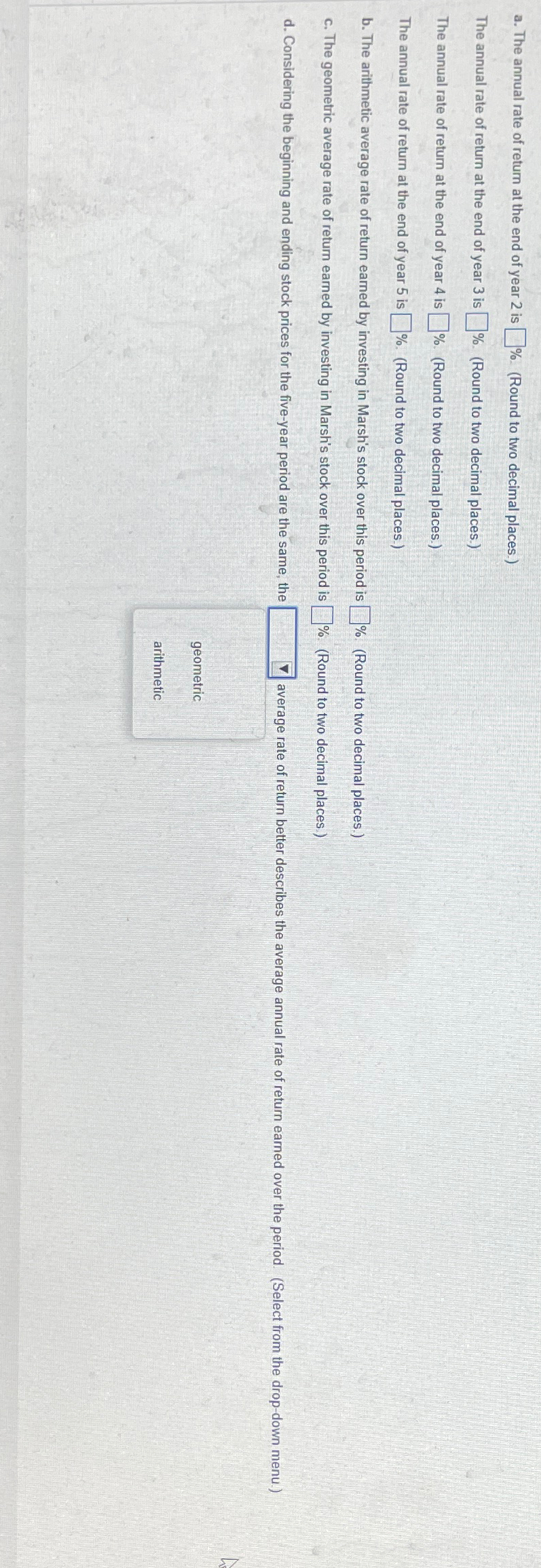  (Related to Checkpoint 7.2)(Calculating the geometric and arithmetic average rate of