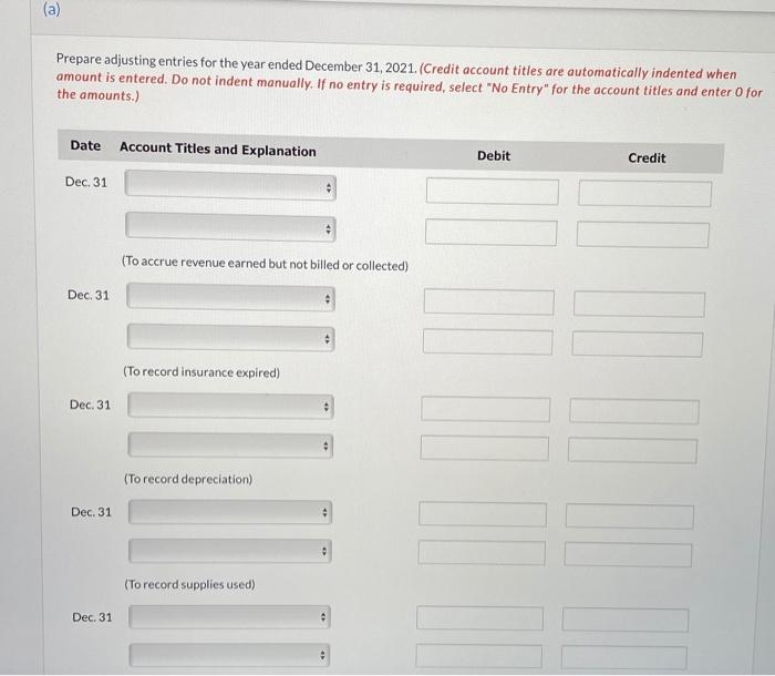 VISTA ENGINEERING Trial Balance December 31, 2021 Debit Credit Cash $ 8,900