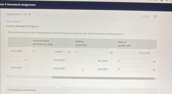 of 16 View Policies Current Attempt in Progress Presented below are the