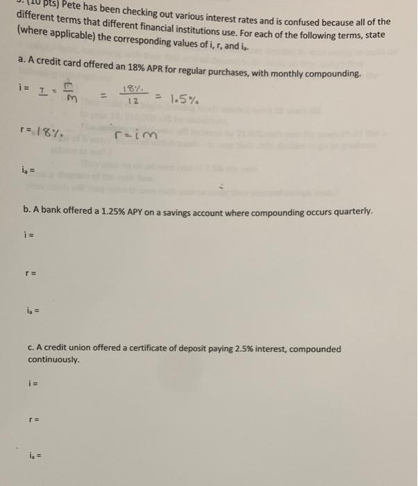 Pete has been checking out various interest rates and is confused