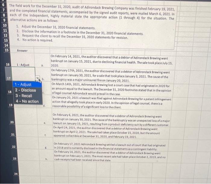 please answer all. thanks 9 16 a. 17 6 The field work