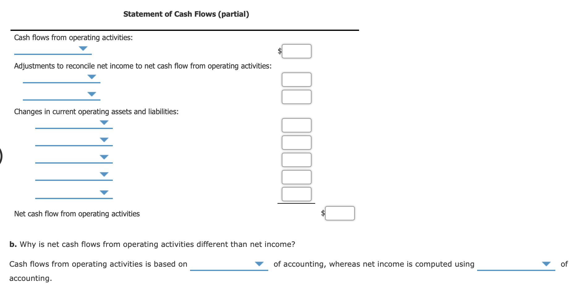 following items for the year: Depreciation expense $34,000 Gain on disposal of