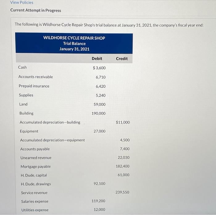 a? View Policies Current Attempt in Progress The following is Wildhorse Cycle