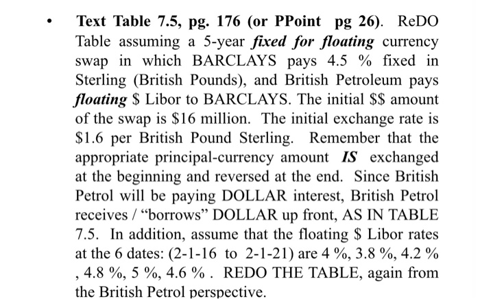  Text Table 7.5, pg. 176 (or PPoint pg 26). ReDO Table
