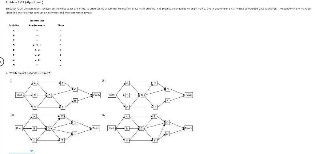  Problem 9-07 (Algorithmic) Embassy Club Condominium, located on the west coast
