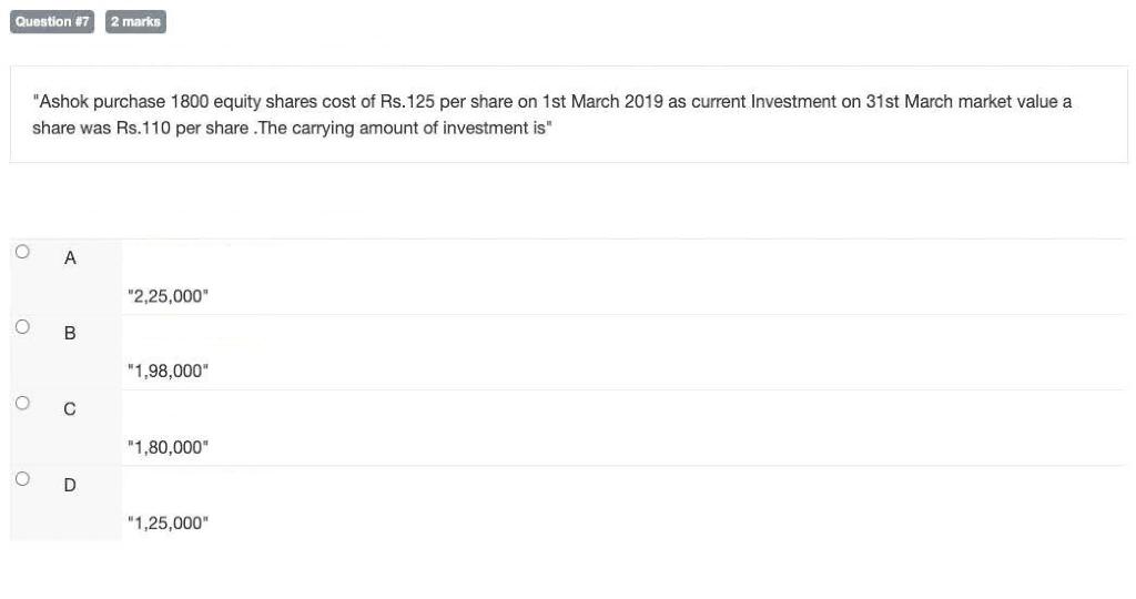 EXTREMELY URGENT - PLEASE SOLVE ASAP Question 7 2 marks "Ashok purchase