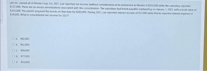  assignment due soon please need the solution ASAP. Lee Inc. owned