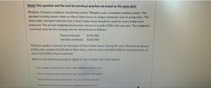  [Note) This question and the next for previous) question are based