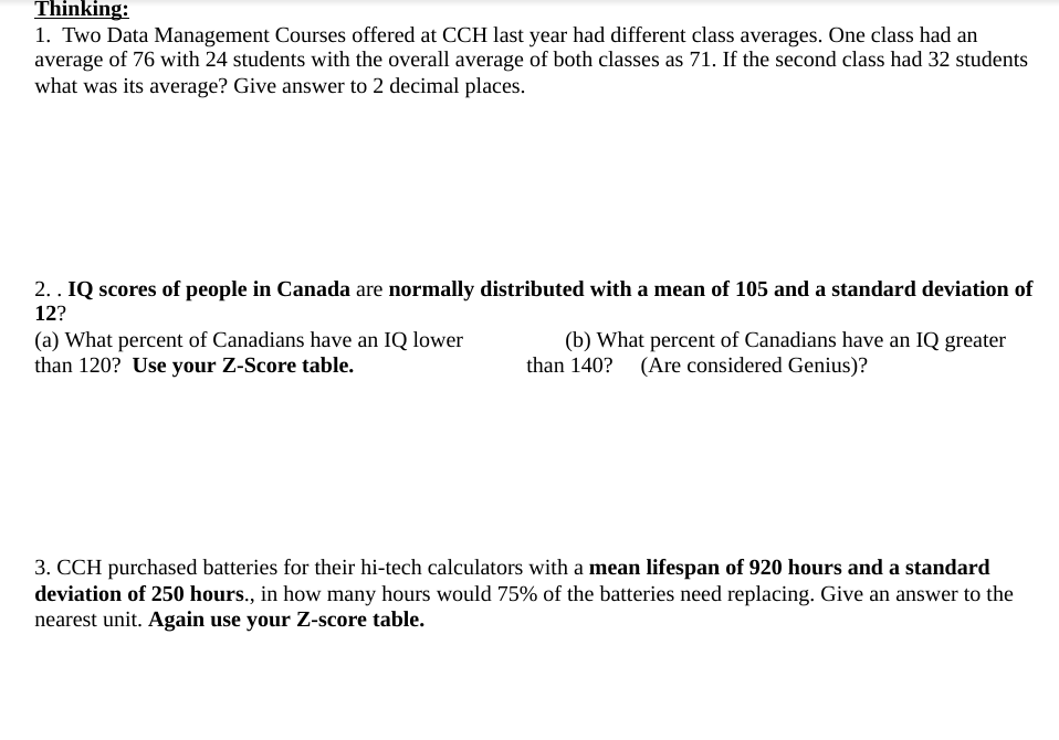  Thinkin : 1. Two Data Management Courses offered at CCH last