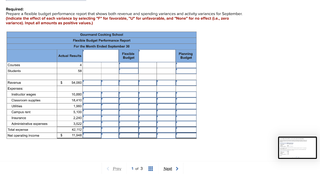 LO9-3, LO9-5, LO9-6] The Gourmand Cooking School runs short cooking courses at