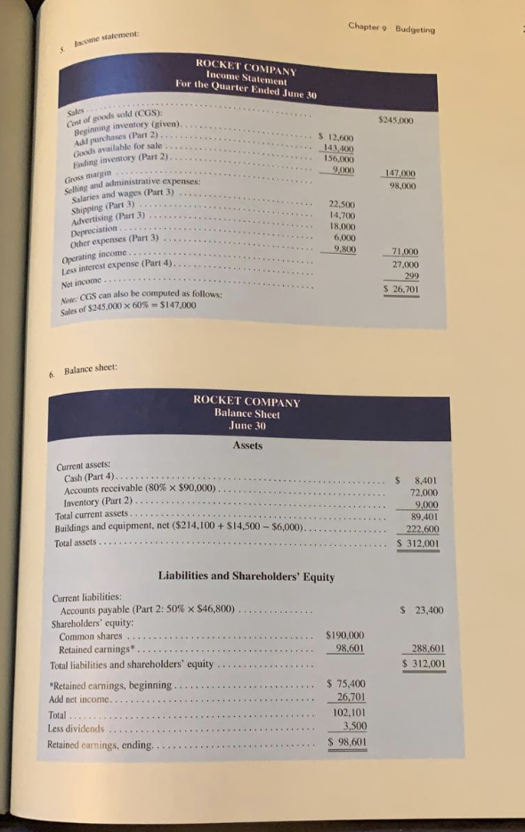 ROCKET COMPANY in a Microsoft Excel Spreadsheet for the 2nd Quarter. To