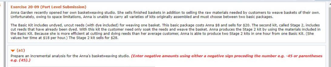 SOLVE ASAP PLS WITH TABLES Exercise 20-09 (Part Level Submission) Anna Garden