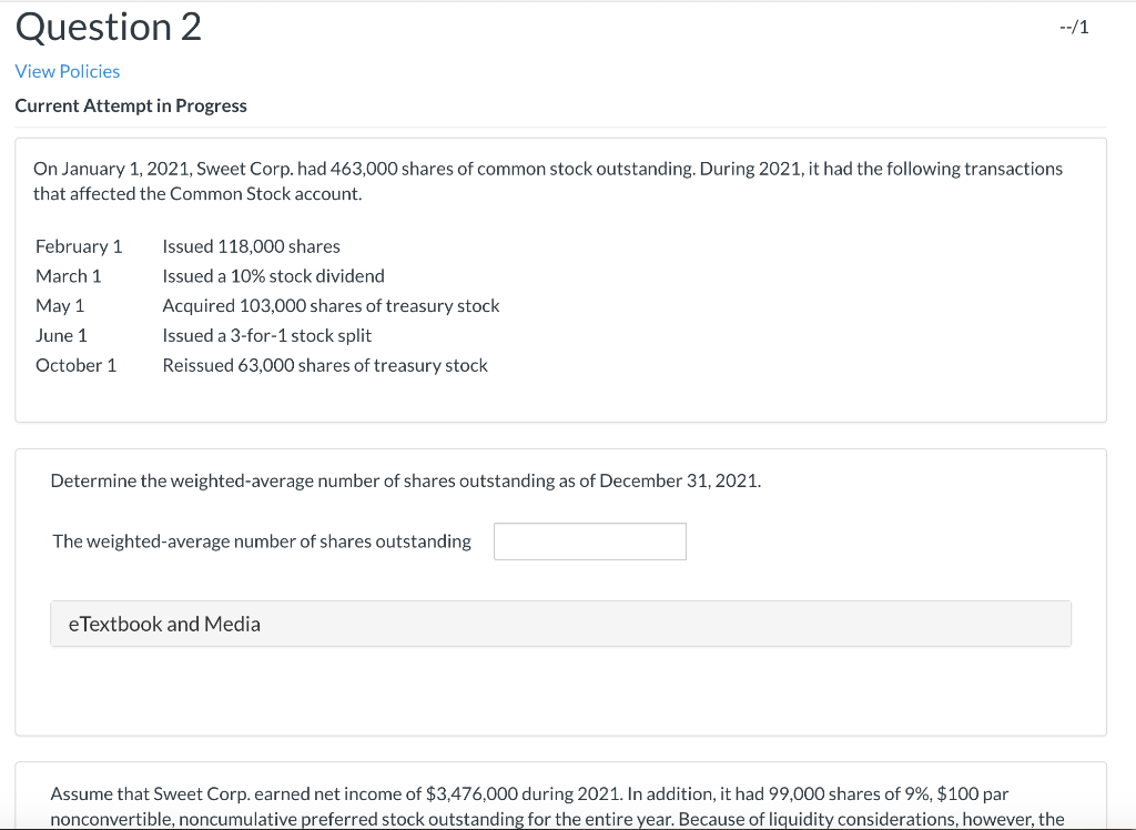 Question 2 --/1 View Policies Current Attempt in Progress On January