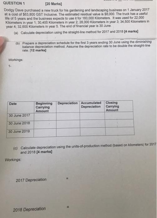  Question 1 has three sections for it Question 1 A) calculate