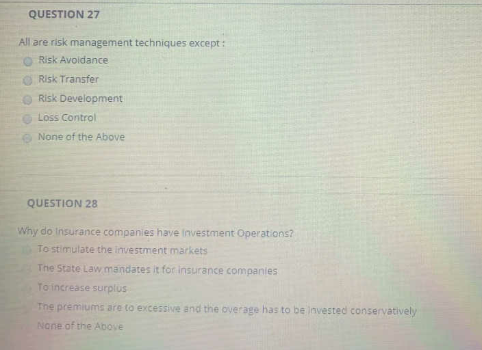 QUESTION 27 All are risk management techniques except: Risk Avoidance Risk