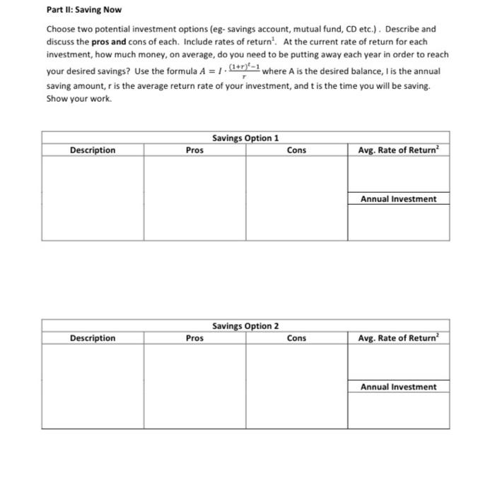 have to use is A=P(1+r)^tn Please help me!! Part I: Reflection on