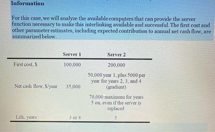  Information For this case, we will analyze the available computers that