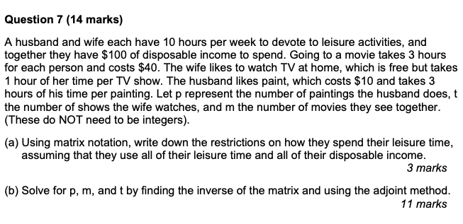  would love some help with this one, cheers Question 7 (14