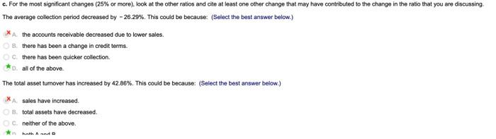  c. For the most significant changes (25% or more). look at