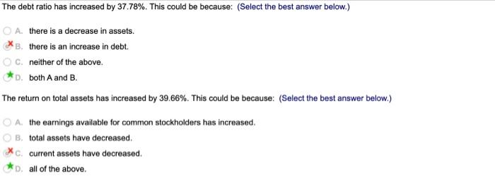 the other ratios and cite at least one other change that may