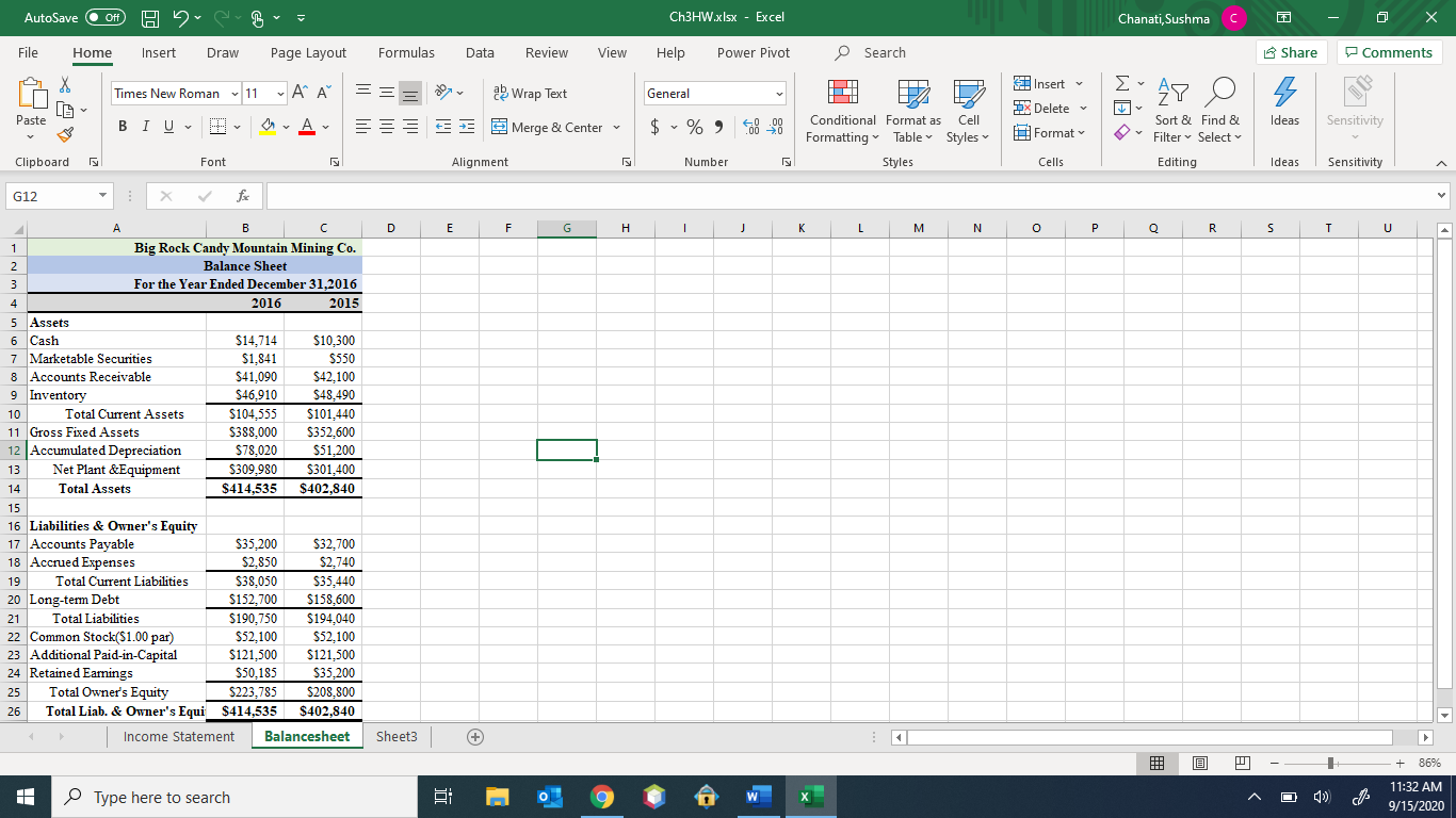from Problem 1 in Chapter 2 into a new workbook. Set up
