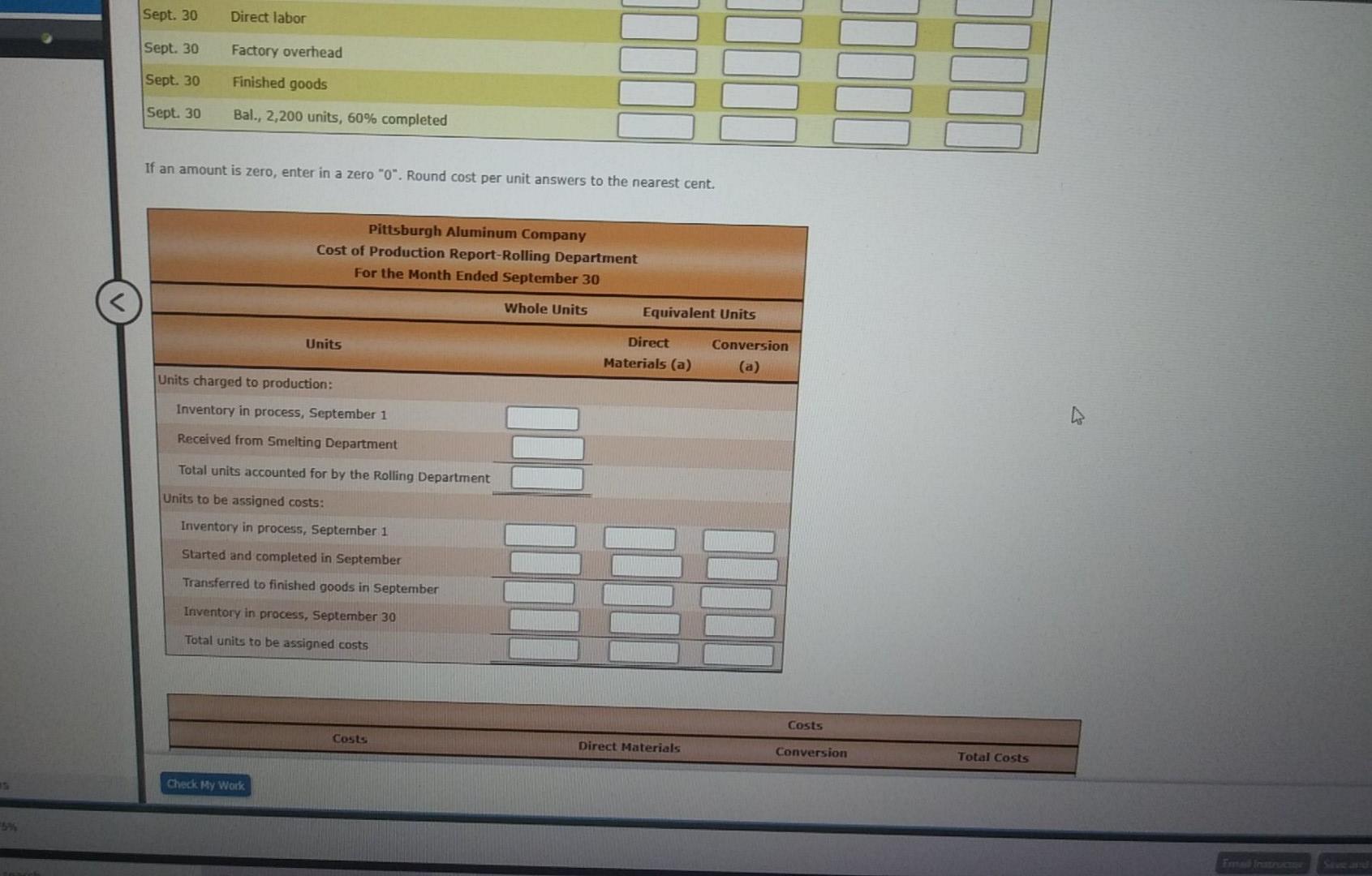 Cost of Production Reports Pittsburgh Aluminum Company uses a process cost system