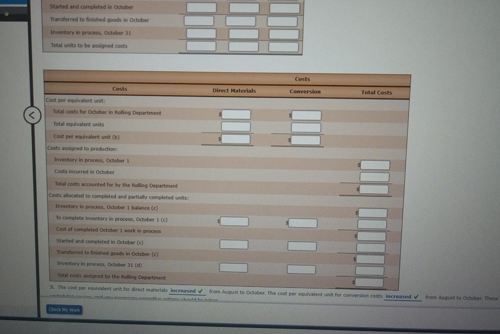 of the rolling process. The inventory of Work in Process Rolling on