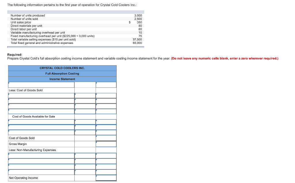 The options it allows you to pick are Beginning Inventory, Contribution Margin,