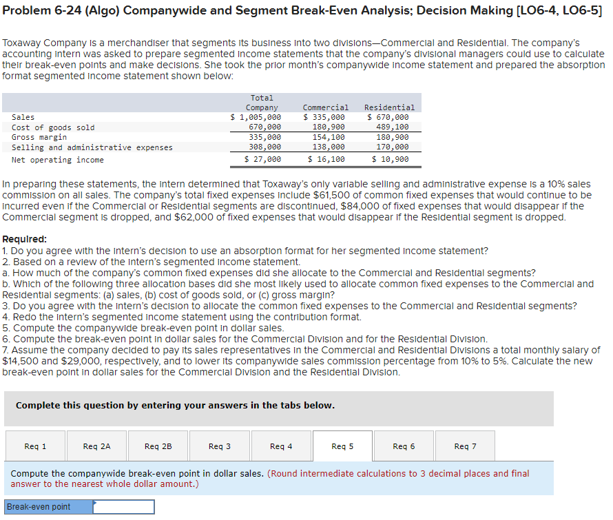 make decisions. She took the prior month's companywide income statement and prepared