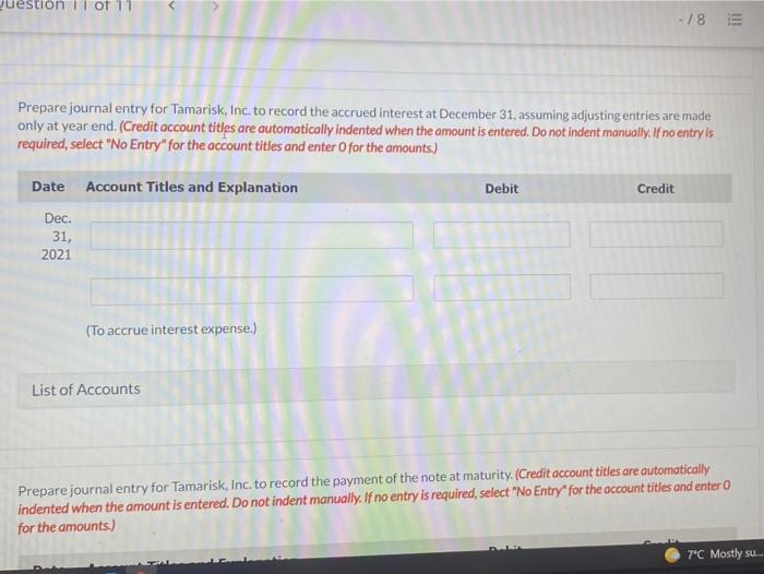 $63,000 from Carla Vista Co. on July 1, 2021 signing a 9%