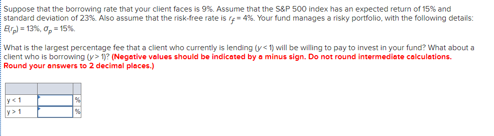Suppose that the borrowing rate that your client faces is 9%.