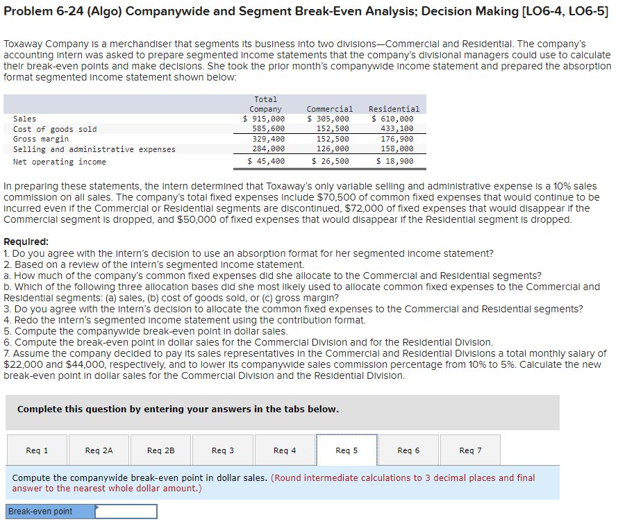 make decisions. She took the prior month's companywide income statement and prepared