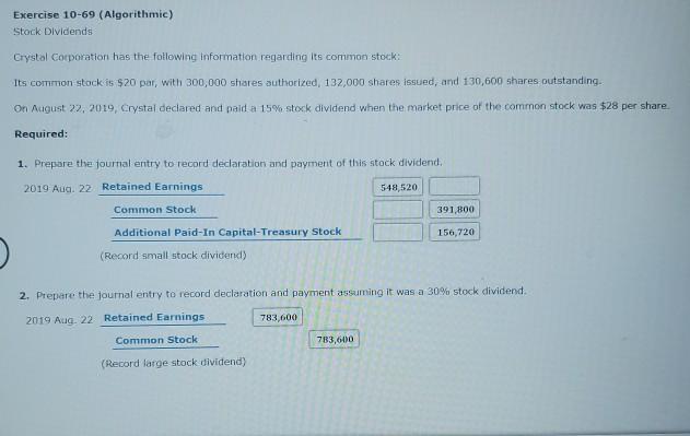 Exercise 10-69 Algorithmic Stock Dividends Exercise 10-69 (Algorithmic) Stock Dividends Crystal