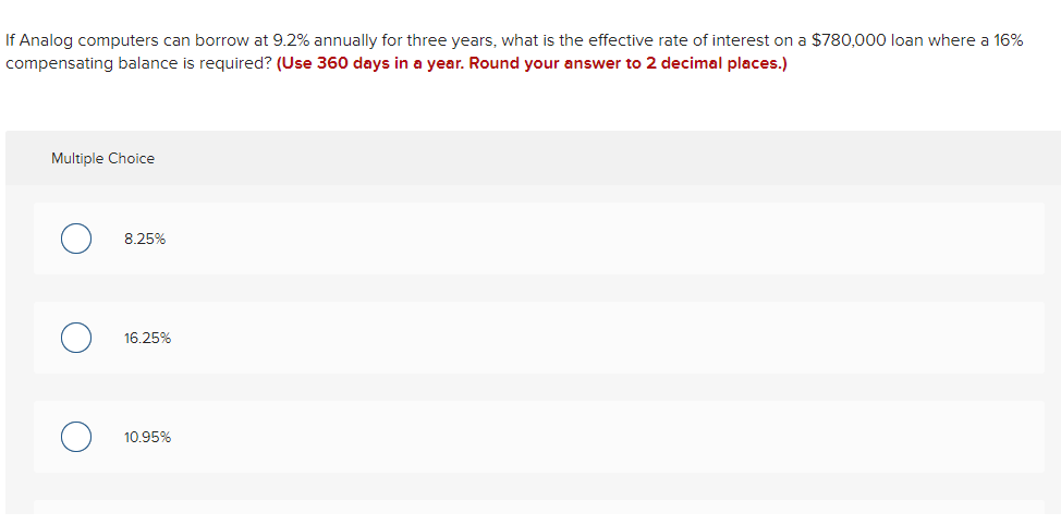 If Analog computers can borrow at 9.2% annually for three years,