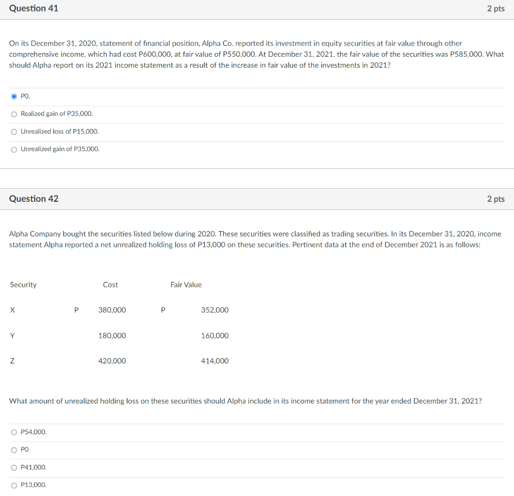 with solution please Question 41 2 pts On its December 31, 2020,