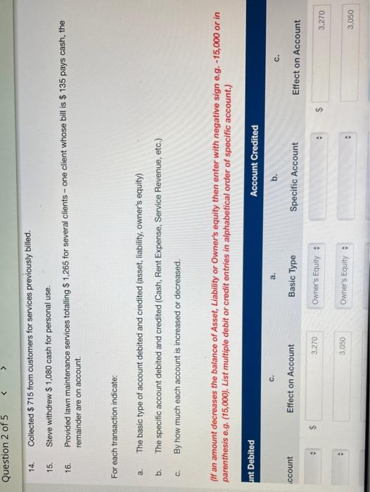 removal and landscaping business he called Total Care Services. Selected transactions for