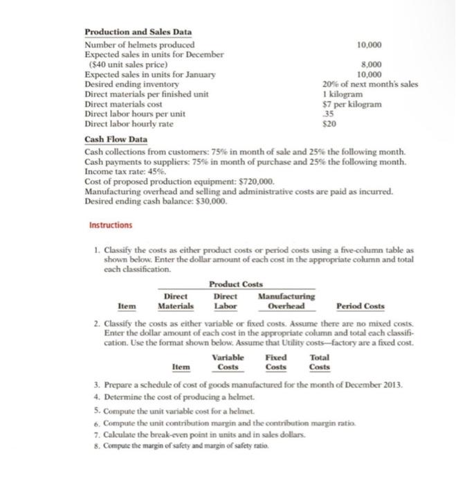 Armstrong Helmet Company manufactures a unique model of bicycle helmet. The company