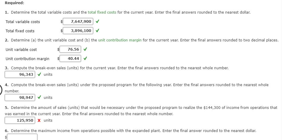 number six and seven please help Determine the amount of sales (units)