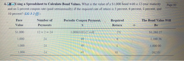 please explain the formulas used by excel Page 90 4. XeUsing a