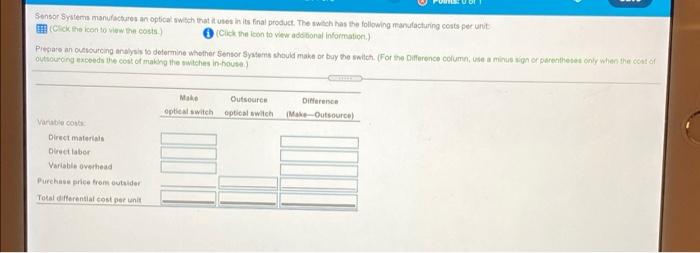please help. 8-18 Sensor Systems manufactures an optical switch trattutes in its