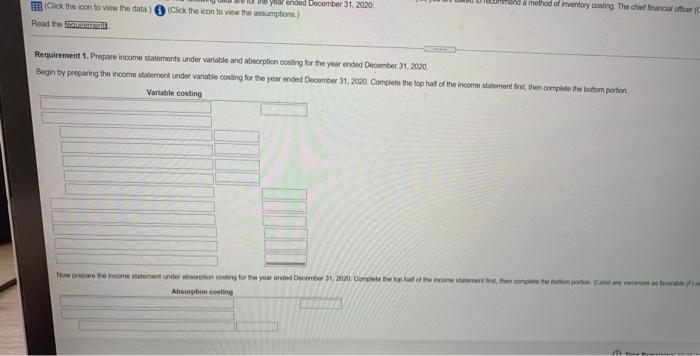Complete the top half of the income statement first, then complete the