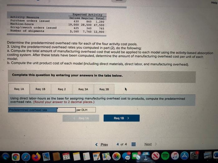  Help Activity Measure Purchase orders issued Machine-hours Scrap/rework orders issued Number